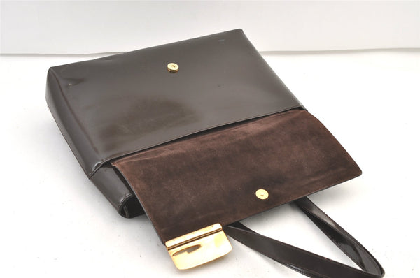 Authentic GUCCI Vintage Shoulder Tote Bag Enamel Brown Junk 1313K