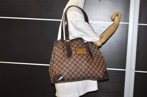 Authentic Louis Vuitton Damier Hampstead MM Shoulder Tote Bag N51204 LV 1314I