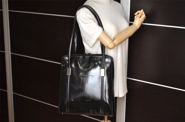Authentic GUCCI Vintage Shoulder Tote Bag Leather Black Junk 1314K
