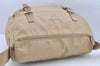Authentic PRADA Nylon Leather Shoulder Cross Body Bag Purse Beige 1315K