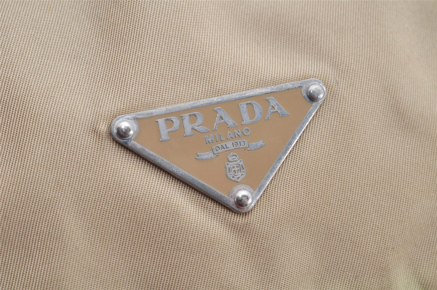 Authentic PRADA Nylon Leather Shoulder Cross Body Bag Purse Beige 1315K