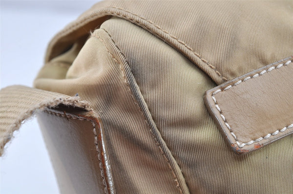 Authentic PRADA Nylon Leather Shoulder Cross Body Bag Purse Beige 1315K
