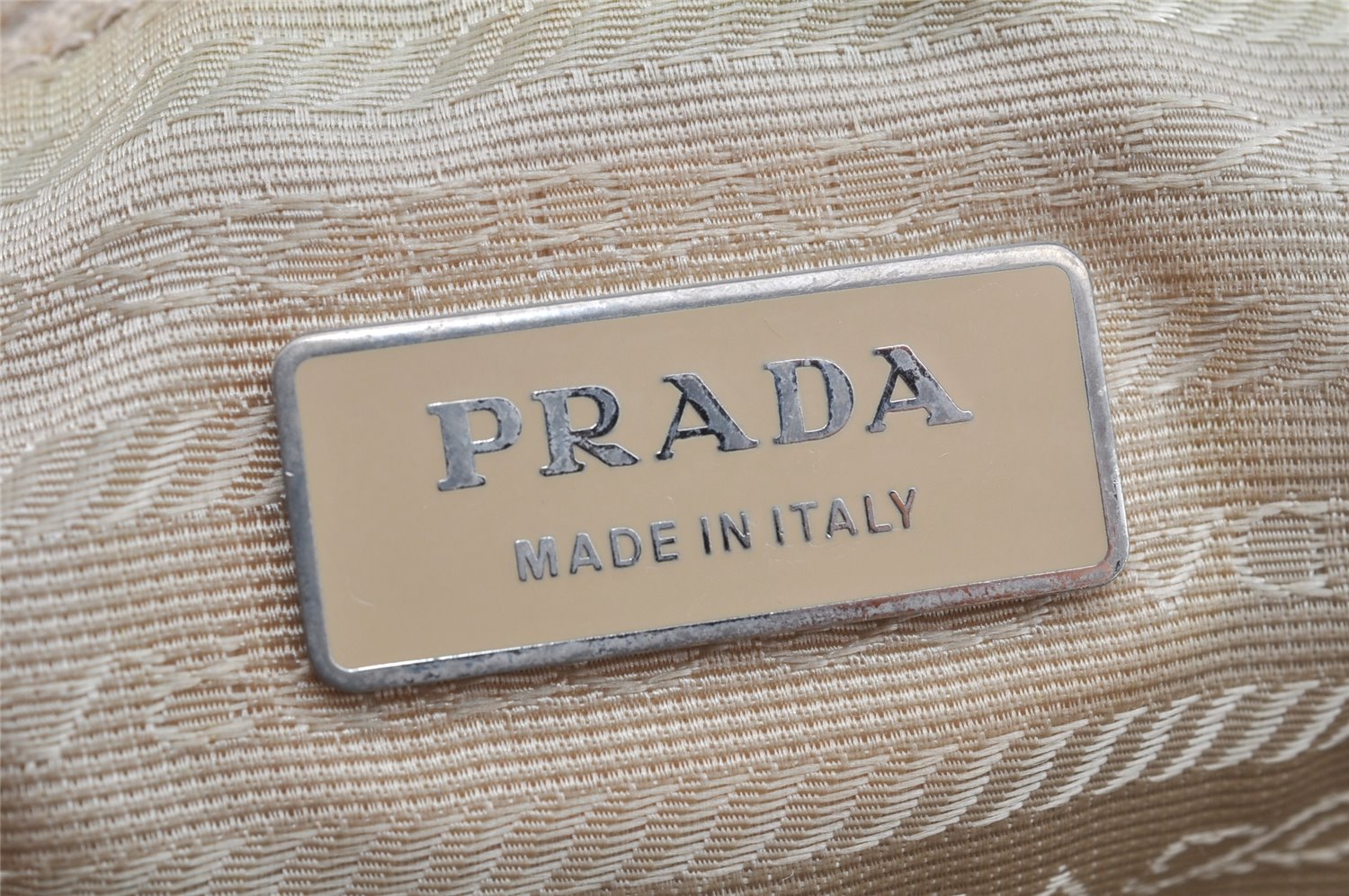 Authentic PRADA Nylon Leather Shoulder Cross Body Bag Purse Beige 1315K