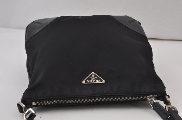 Authentic PRADA Nylon Leather Shoulder Cross Body Bag Purse Black 1316K