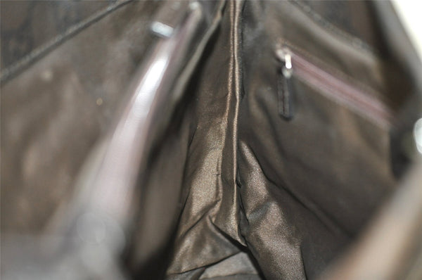 Authentic GUCCI Vintage Bamboo Hand Bag GG Nylon Leather 0021010 Brown 1317I