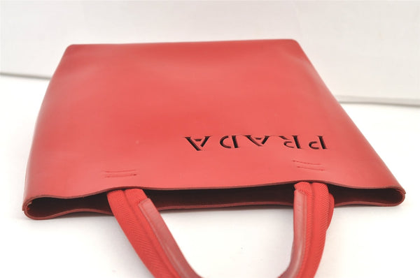 Authentic PRADA Vintage Leather Tote Hand Bag Purse Red 1317K