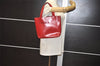 Authentic PRADA Vintage Leather Tote Hand Bag Purse Red 1317K