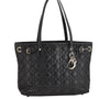 Authentic Christian Dior Panarea Cannage Tote Bag PVC Leather Black 1319K