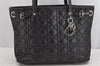 Authentic Christian Dior Panarea Cannage Tote Bag PVC Leather Black 1319K
