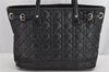 Authentic Christian Dior Panarea Cannage Tote Bag PVC Leather Black 1319K