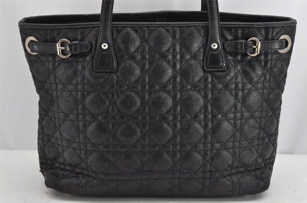 Authentic Christian Dior Panarea Cannage Tote Bag PVC Leather Black 1319K