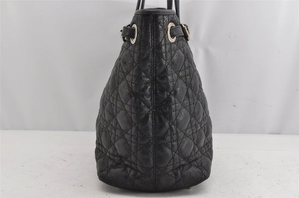 Authentic Christian Dior Panarea Cannage Tote Bag PVC Leather Black 1319K