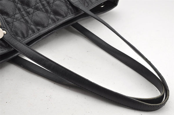 Authentic Christian Dior Panarea Cannage Tote Bag PVC Leather Black 1319K