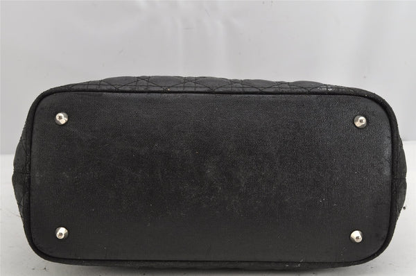 Authentic Christian Dior Panarea Cannage Tote Bag PVC Leather Black 1319K