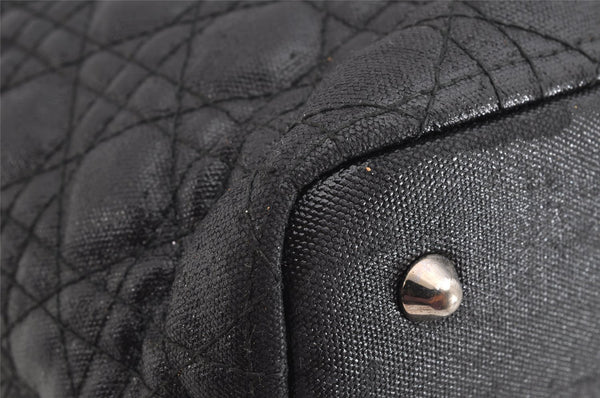 Authentic Christian Dior Panarea Cannage Tote Bag PVC Leather Black 1319K