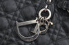 Authentic Christian Dior Panarea Cannage Tote Bag PVC Leather Black 1319K