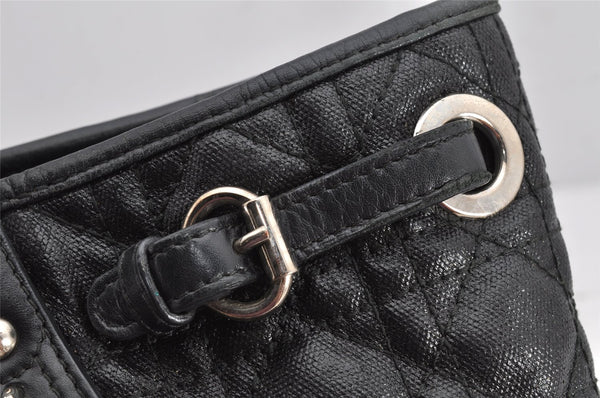 Authentic Christian Dior Panarea Cannage Tote Bag PVC Leather Black 1319K