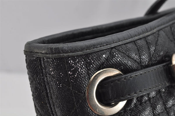 Authentic Christian Dior Panarea Cannage Tote Bag PVC Leather Black 1319K