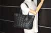 Authentic Christian Dior Panarea Cannage Tote Bag PVC Leather Black 1319K