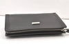 Authentic BURBERRY Vintage Leather Clutch Hand Bag Purse Black 1320K