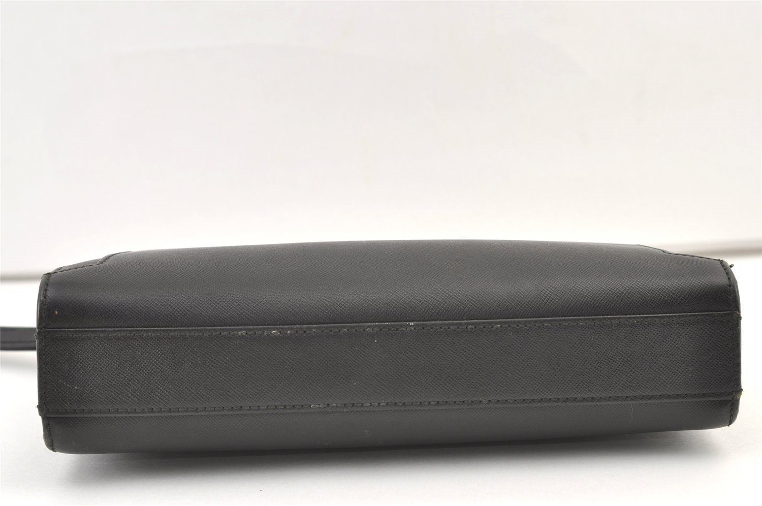 Authentic BURBERRY Vintage Leather Clutch Hand Bag Purse Black 1320K