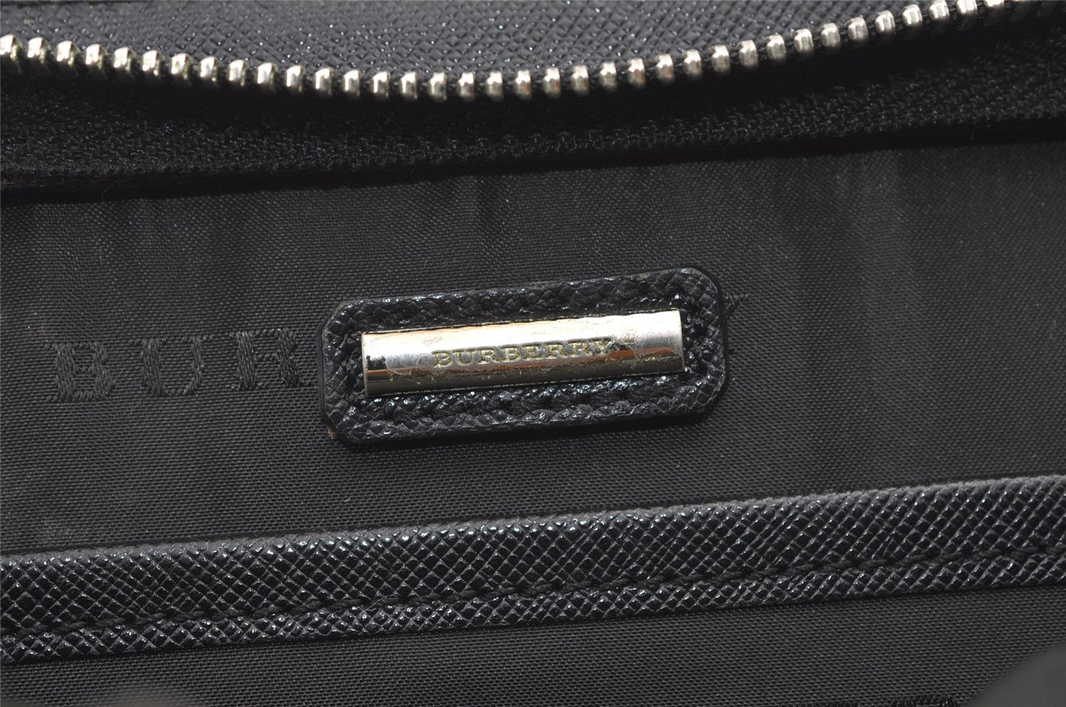 Authentic BURBERRY Vintage Leather Clutch Hand Bag Purse Black 1320K