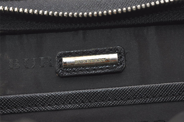 Authentic BURBERRY Vintage Leather Clutch Hand Bag Purse Black 1320K