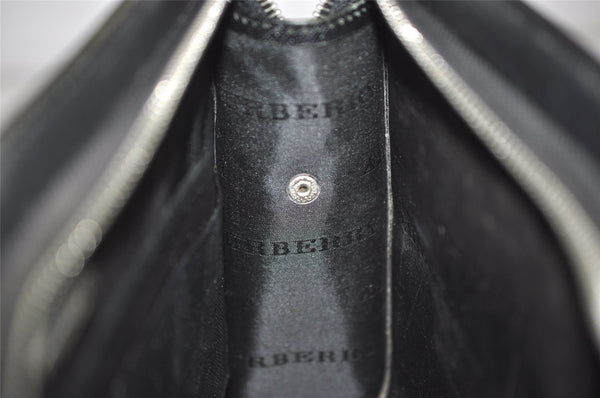 Authentic BURBERRY Vintage Leather Clutch Hand Bag Purse Black 1320K