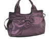 Authentic Salvatore Ferragamo Gancini Leather Shoulder Tote Bag Purple 1321K
