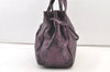 Authentic Salvatore Ferragamo Gancini Leather Shoulder Tote Bag Purple 1321K