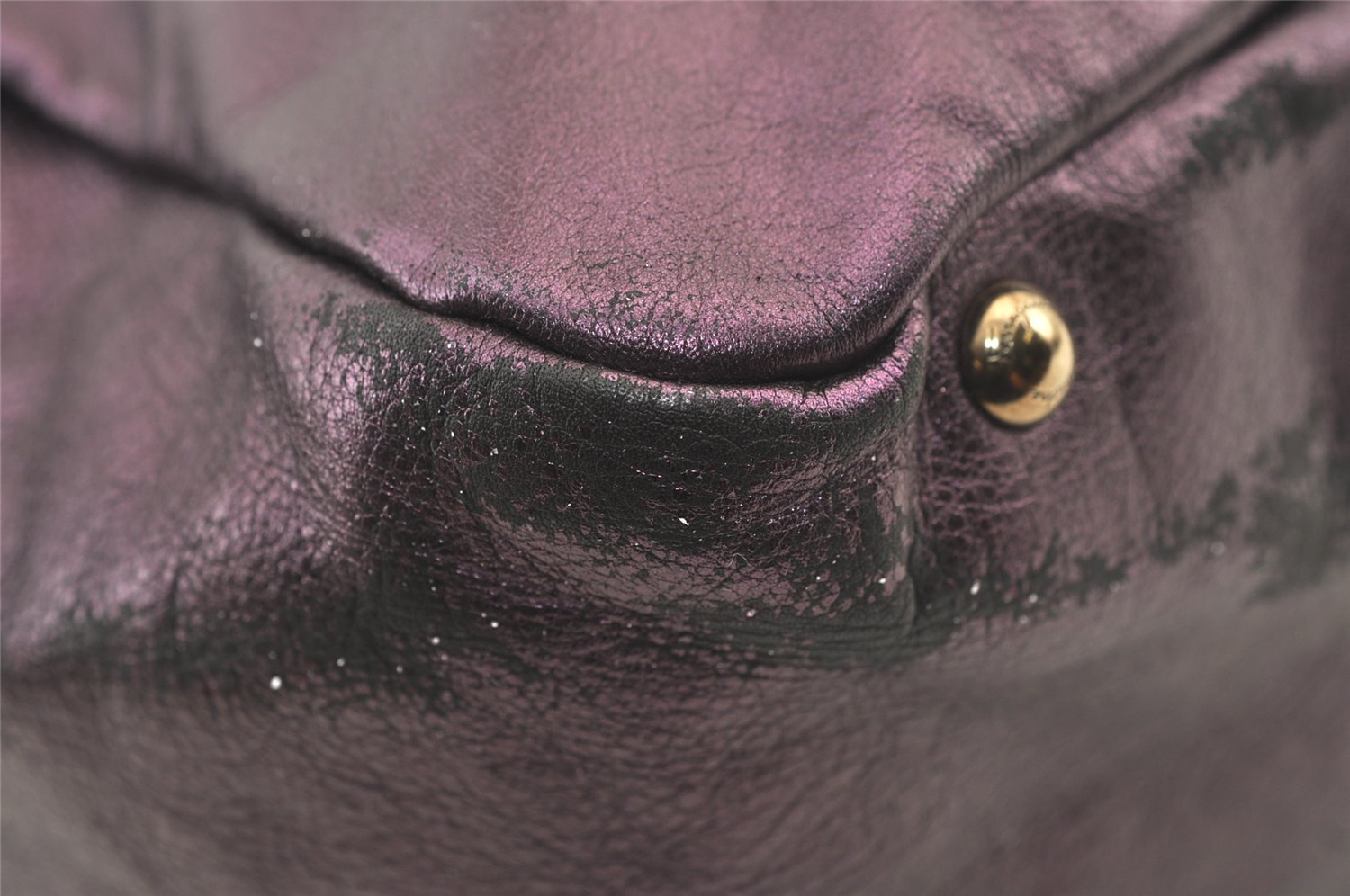 Authentic Salvatore Ferragamo Gancini Leather Shoulder Tote Bag Purple 1321K