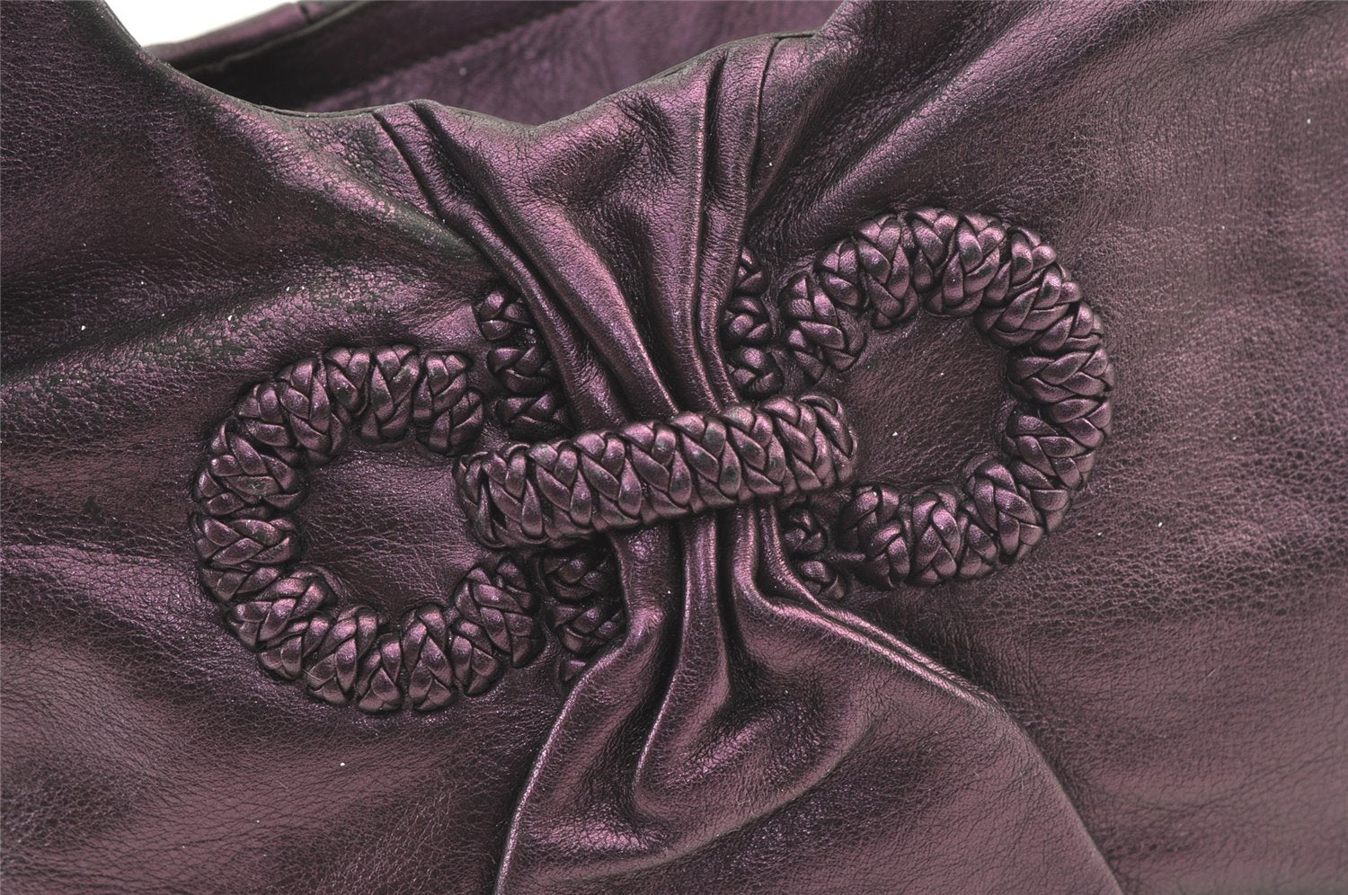 Authentic Salvatore Ferragamo Gancini Leather Shoulder Tote Bag Purple 1321K