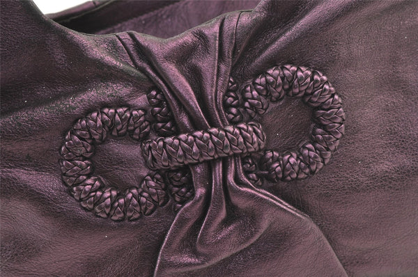 Authentic Salvatore Ferragamo Gancini Leather Shoulder Tote Bag Purple 1321K
