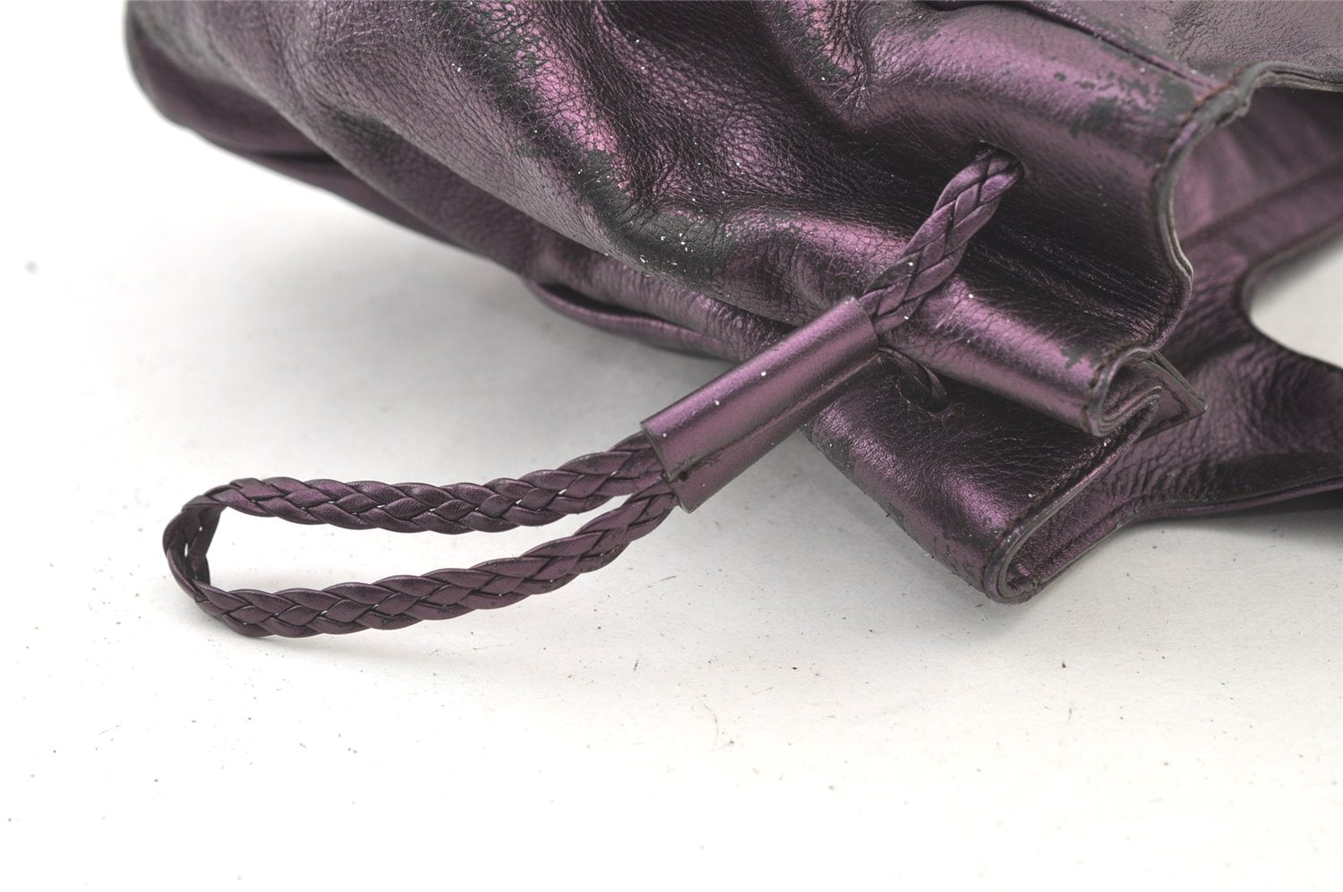 Authentic Salvatore Ferragamo Gancini Leather Shoulder Tote Bag Purple 1321K