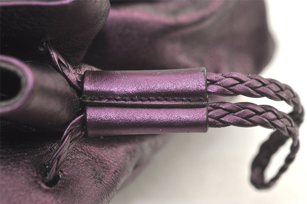 Authentic Salvatore Ferragamo Gancini Leather Shoulder Tote Bag Purple 1321K
