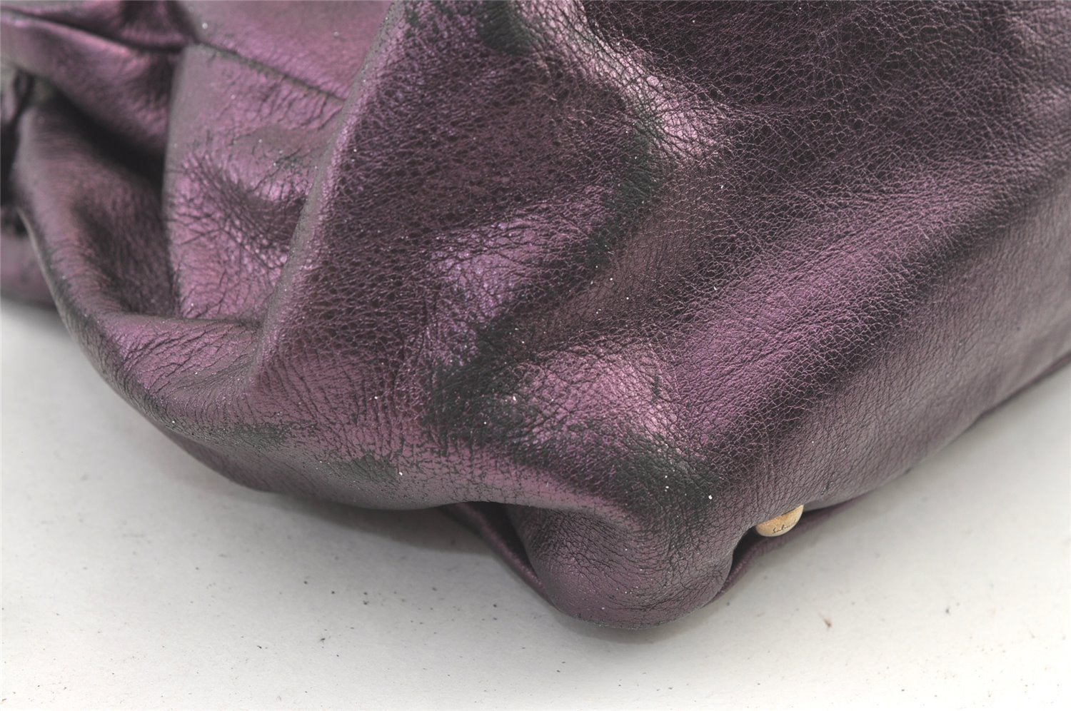 Authentic Salvatore Ferragamo Gancini Leather Shoulder Tote Bag Purple 1321K
