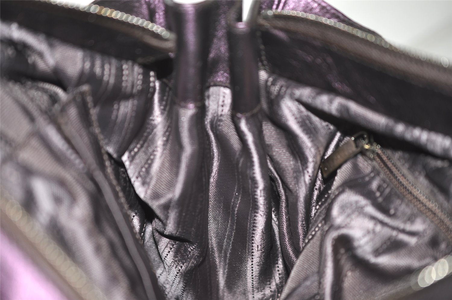 Authentic Salvatore Ferragamo Gancini Leather Shoulder Tote Bag Purple 1321K