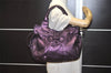 Authentic Salvatore Ferragamo Gancini Leather Shoulder Tote Bag Purple 1321K