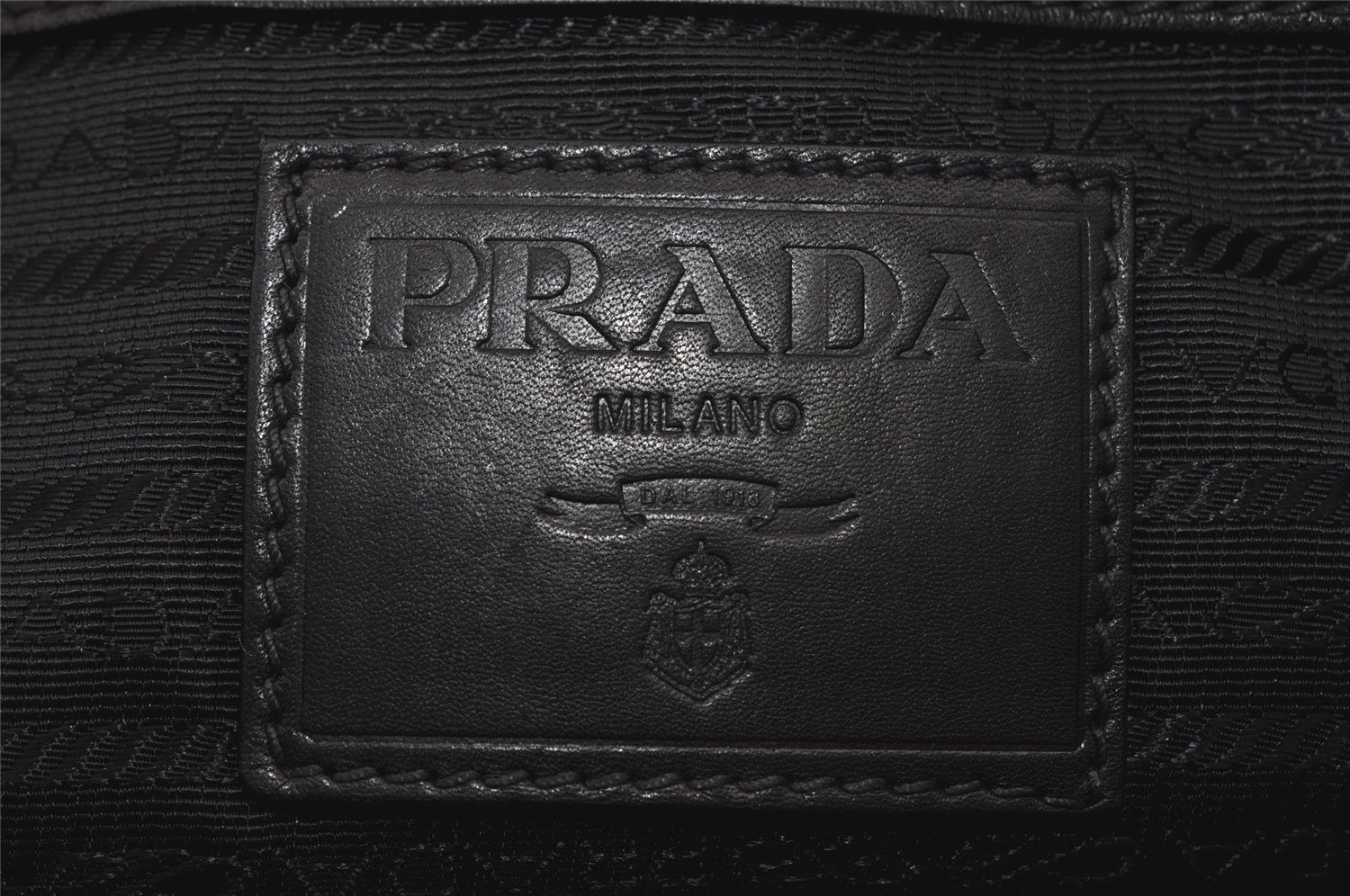 Authentic PRADA Glace Calf 2 Leather Nappa Shoulder Tote Bag VA0790 Black 1325I