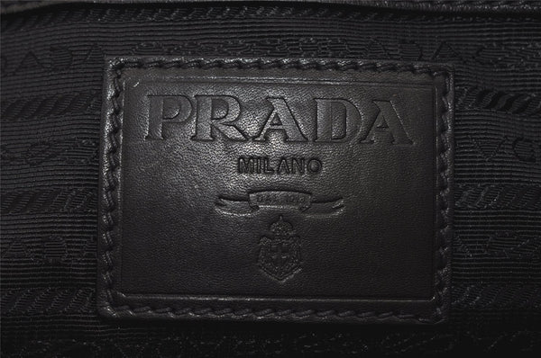 Authentic PRADA Glace Calf 2 Leather Nappa Shoulder Tote Bag VA0790 Black 1325I