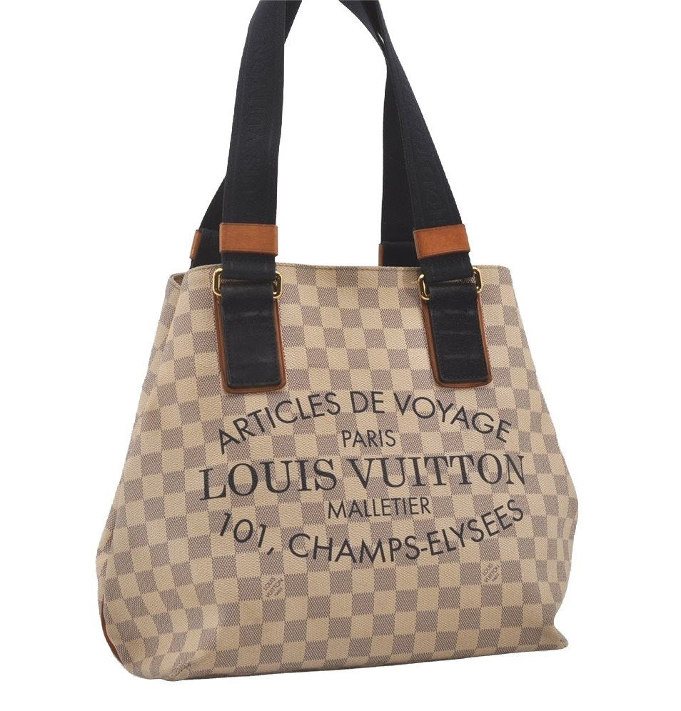 Authentic Louis Vuitton Damier Azur Plan SoleilCabas PM Tote Bag N41179 LV 1325J