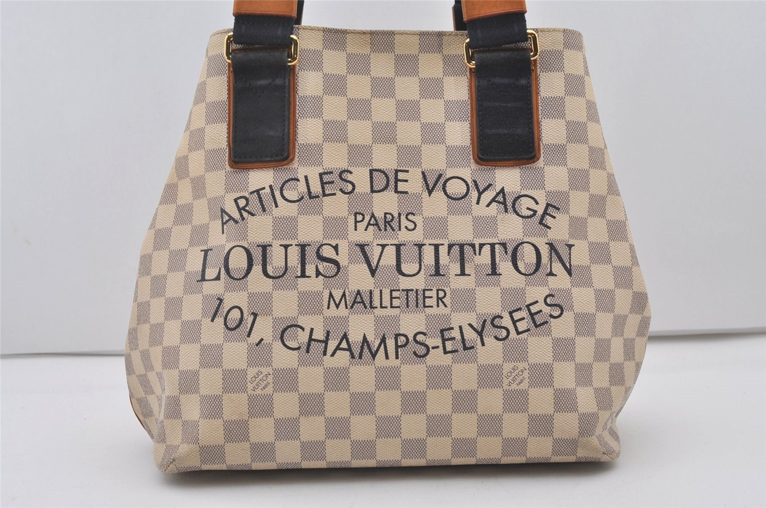 Authentic Louis Vuitton Damier Azur Plan SoleilCabas PM Tote Bag N41179 LV 1325J