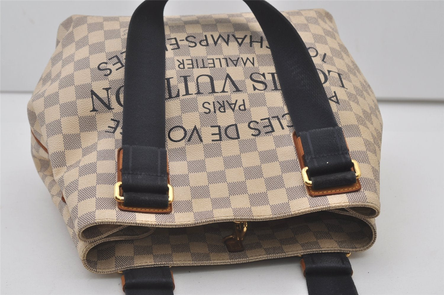 Authentic Louis Vuitton Damier Azur Plan SoleilCabas PM Tote Bag N41179 LV 1325J