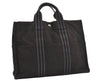 Authentic HERMES Fourre Tout MM Vintage Hand Tote Bag Canvas Black 1326J