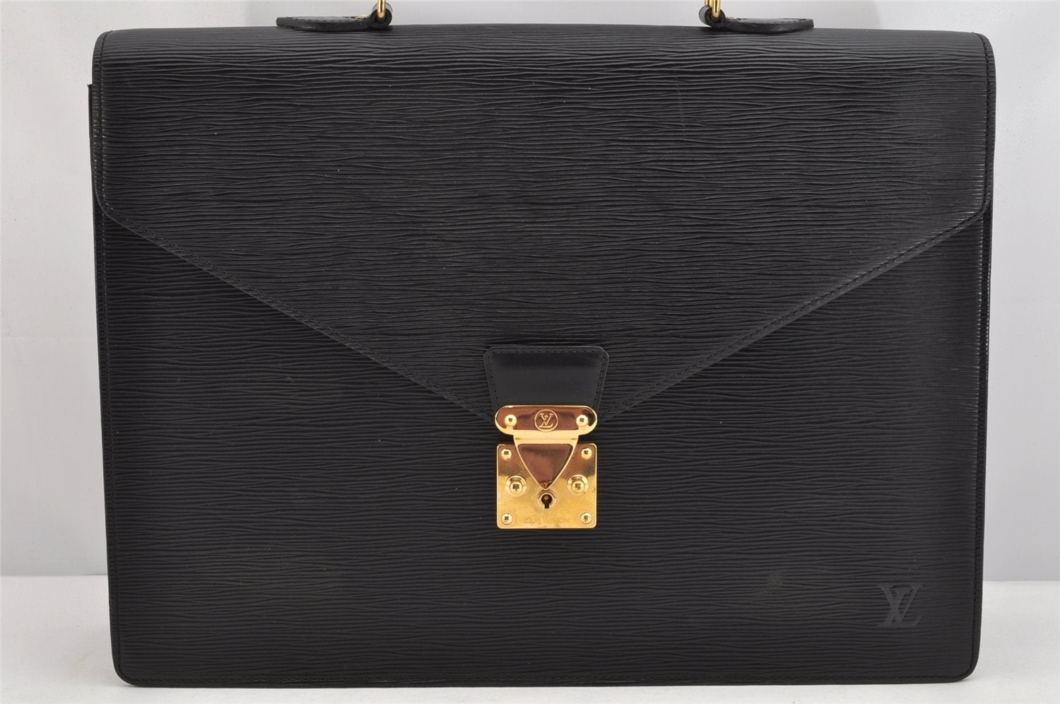 Auth Louis Vuitton Epi Serviette Ambassadeur Black Briefcase M54412 LV 1326K