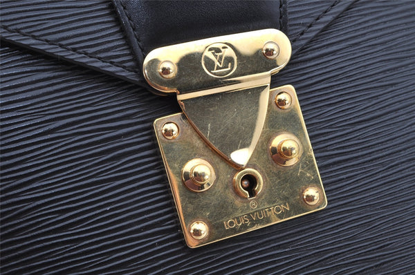 Auth Louis Vuitton Epi Serviette Ambassadeur Black Briefcase M54412 LV 1326K