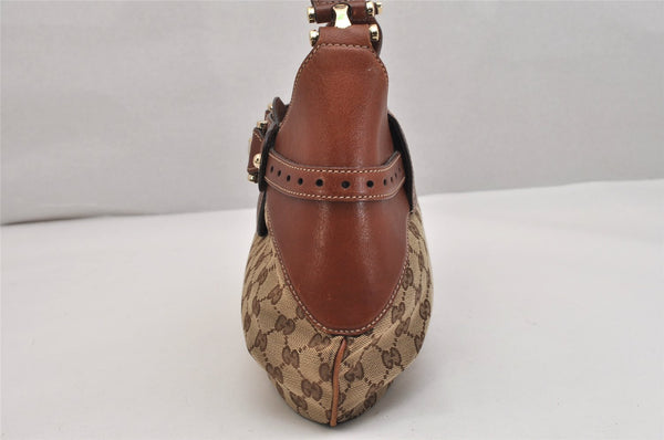 Authentic GUCCI Horsebit Shoulder Hand Bag GG Canvas Leather 137592 Brown 1328K