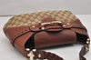 Authentic GUCCI Horsebit Shoulder Hand Bag GG Canvas Leather 137592 Brown 1328K