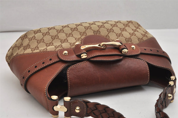 Authentic GUCCI Horsebit Shoulder Hand Bag GG Canvas Leather 137592 Brown 1328K