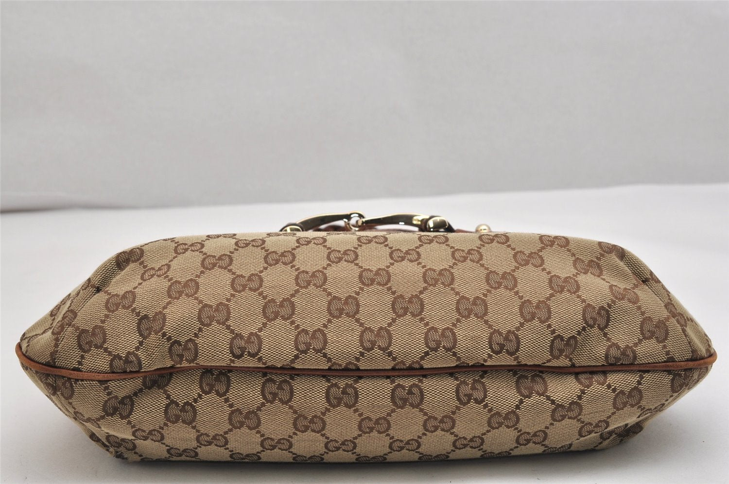 Authentic GUCCI Horsebit Shoulder Hand Bag GG Canvas Leather 137592 Brown 1328K